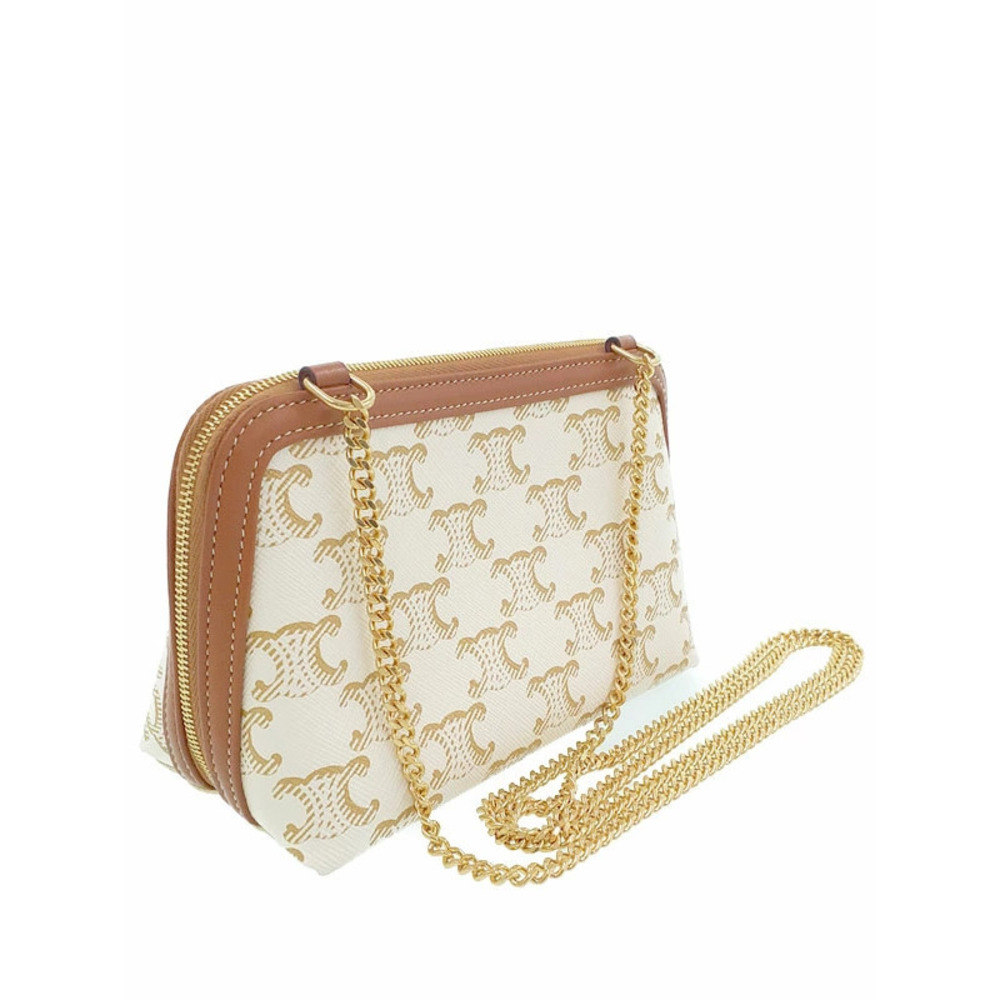 Celine Triomphe Canvas Chain Clutch Shoulder Bag - Picture 2 of 9